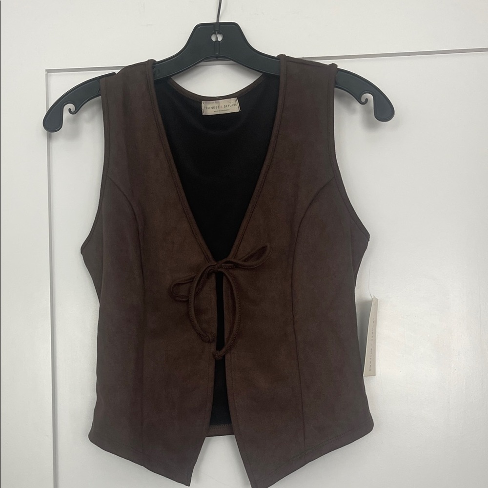 Brown tie front top